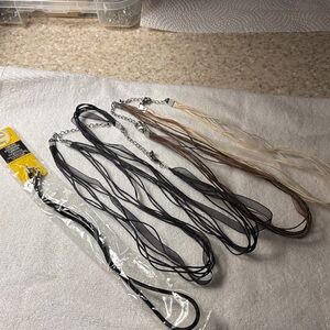 Source Unknown Black,Brown & cream Ribbon Necklaces